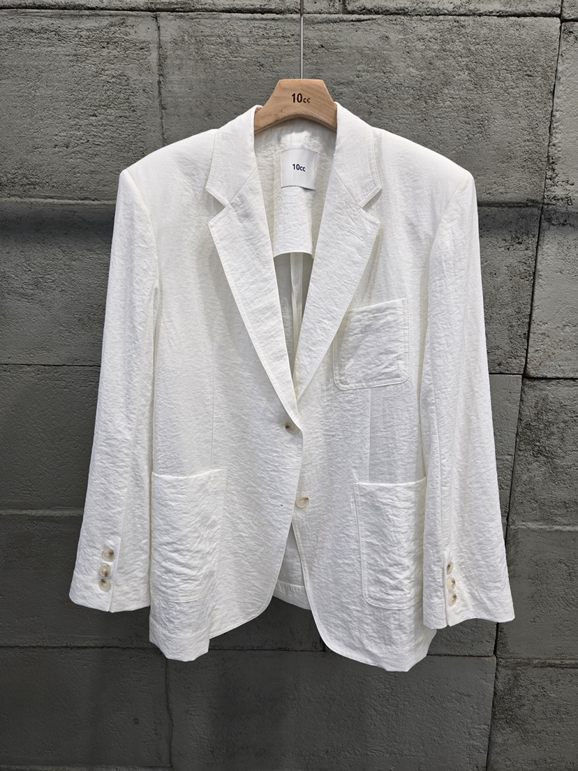 10CC韓國直郵女裝新品26春夏熱賣休閑職業時尚推薦夾克天絲10CC夾克圖色2白色