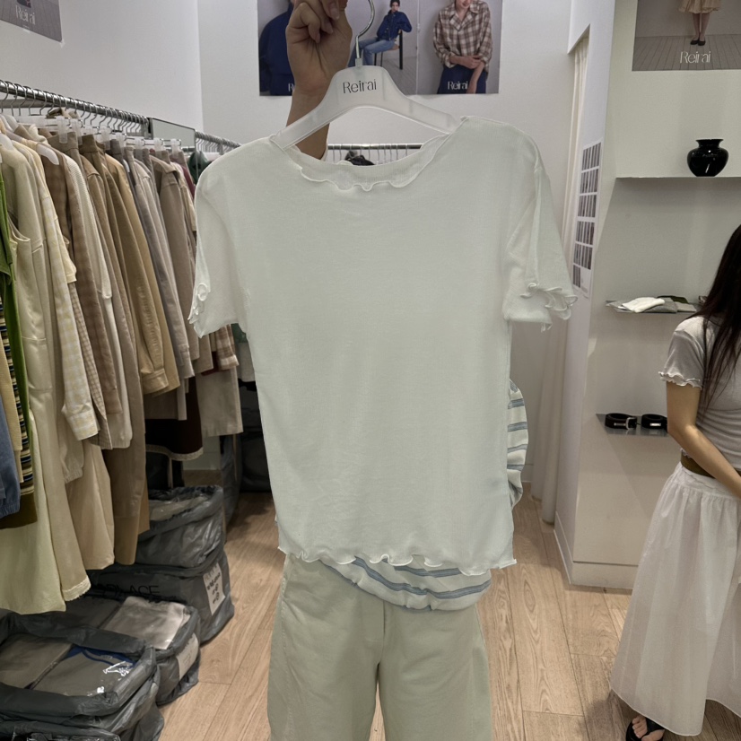 REIRAI韓國直郵實拍女裝新品26春夏人氣熱賣時尚職業休閑T恤ReiraiT恤圖色1白色