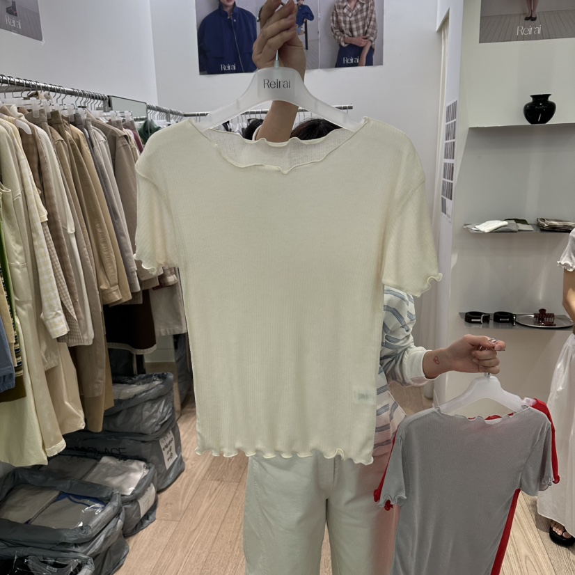 REIRAI韓國直郵實拍女裝新品26春夏人氣熱賣時尚職業休閑T恤ReiraiT恤圖色3奶油色