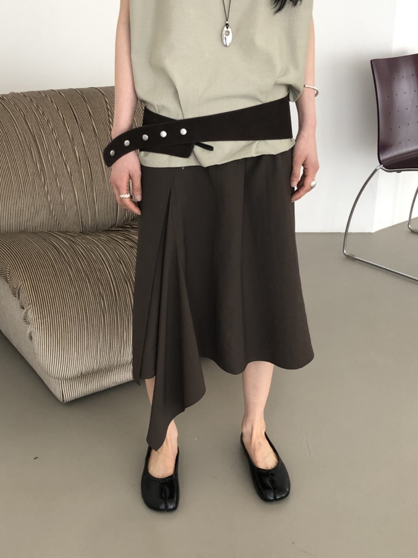 OVER RICH韓國東大門直郵女士新品時尚半身裙中短裙不對稱OVER RICH半身裙/中短裙