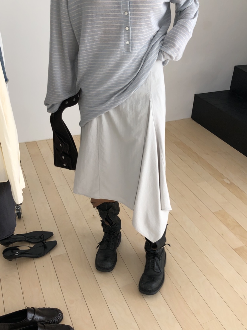 OVER RICH韓國東大門直郵女士新品時尚半身裙中短裙不對稱OVER RICH半身裙/中短裙