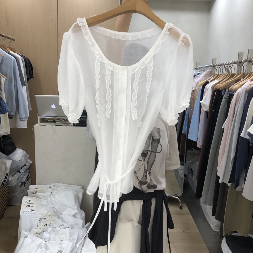 VILLABUTTON韓國代購女士新品休閑推薦人氣26春夏襯衫蕾絲衫VILLABUTTON襯衫/蕾絲衫圖色2