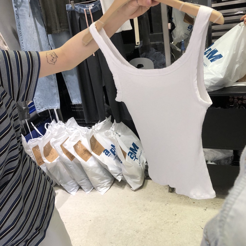 BANY ANCO韓國直郵女士新款熱賣推薦休閑吊帶背心水洗羅紋BANY ANCO吊帶/背心