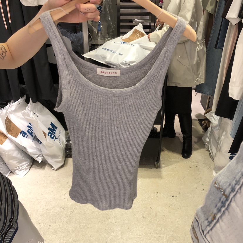 BANY ANCO韓國直郵女士新款熱賣推薦休閑吊帶背心水洗羅紋BANY ANCO吊帶/背心圖色3