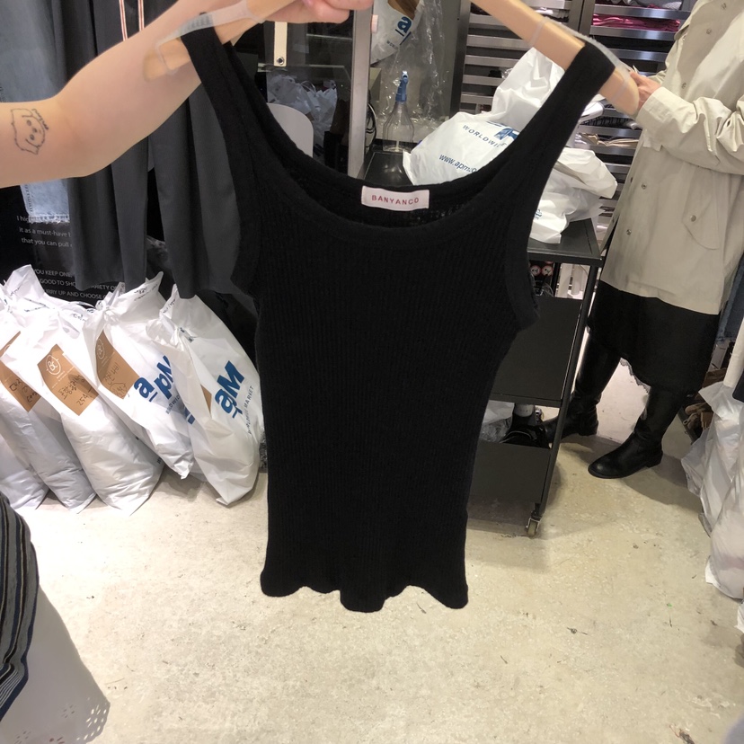 BANY ANCO韓國直郵女士新款熱賣推薦休閑吊帶背心水洗羅紋BANY ANCO吊帶/背心圖色5