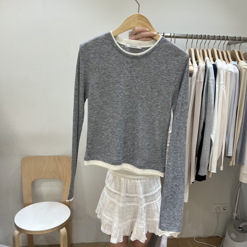 FOREST韓國東大門代購女裝新品推薦26春夏熱賣長袖T恤天絲FOREST長袖T恤圖色3