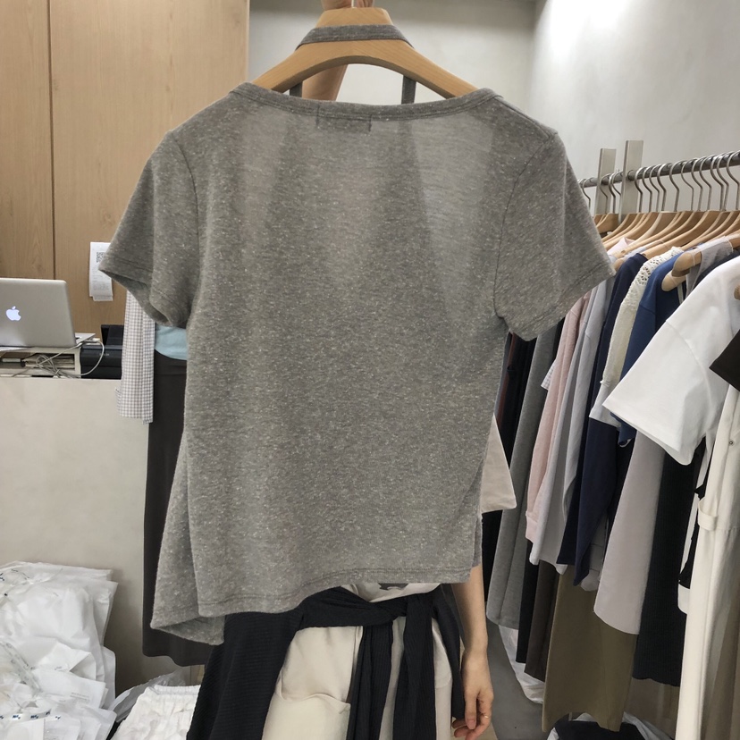 VILLABUTTON韓國直郵實拍女士新款人氣時尚T恤假兩件開衫VILLABUTTONT恤