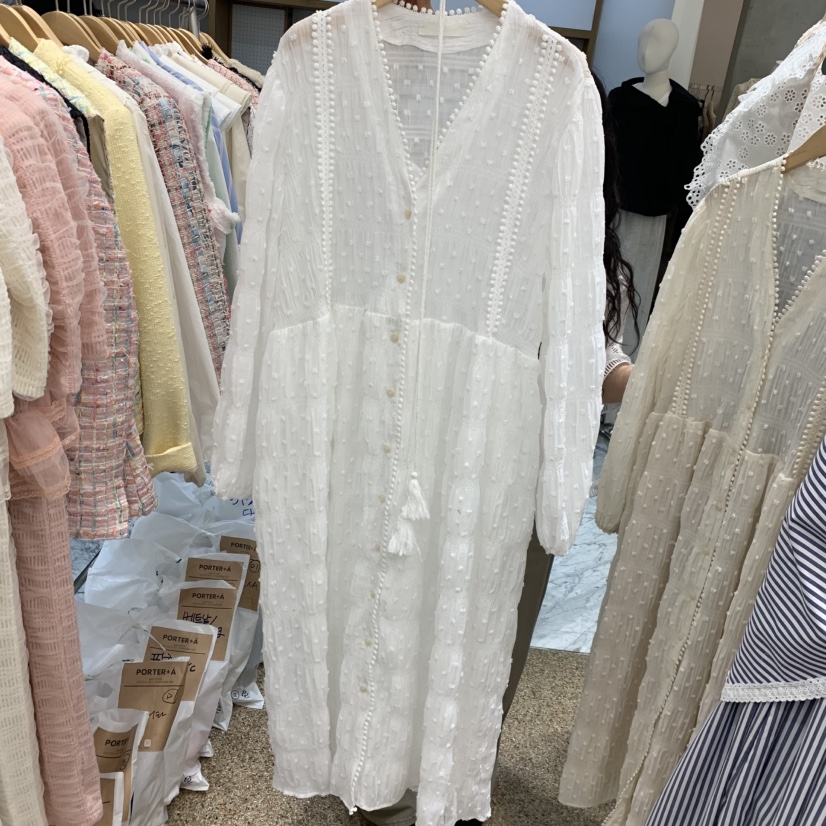 A韓國代購女士新品推薦休閑26春夏時尚人氣熱賣連衣裙含腰繩A STORE連衣裙圖色1