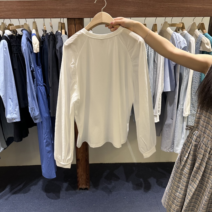 FURE韓國東大門代購女士新品人氣休閑職業熱賣長袖T恤荷葉邊FURE長袖T恤