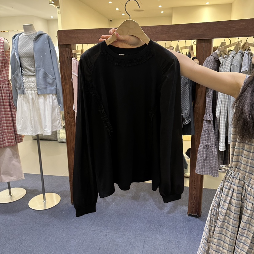 FURE韓國東大門代購女士新品人氣休閑職業熱賣長袖T恤荷葉邊FURE長袖T恤圖色2