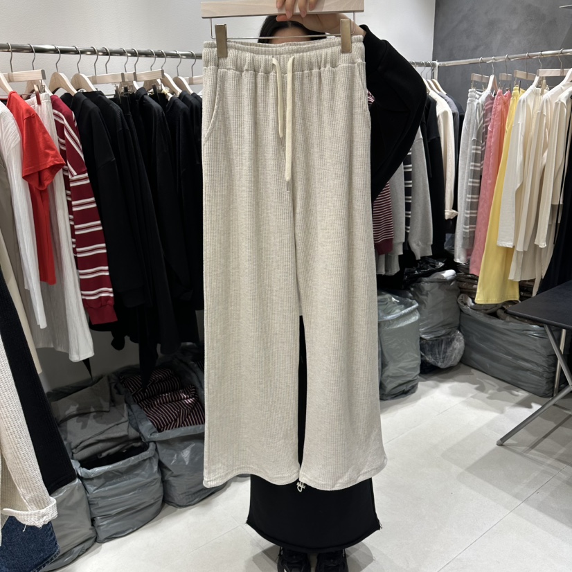 OPEN韓國代購女士新款休閑時尚人氣推薦26春夏休閑褲華夫格OPEN休閑褲圖色1