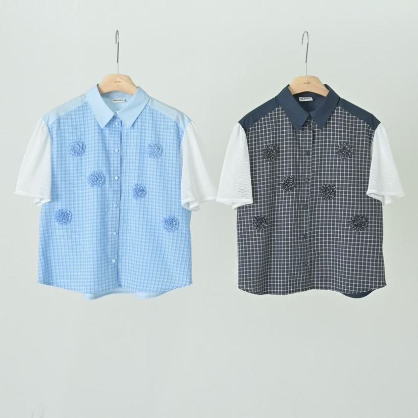 RUMBA韓國東大門代購女士新款26春夏時尚人氣襯衫蕾絲衫花朵RUMBA襯衫/蕾絲衫