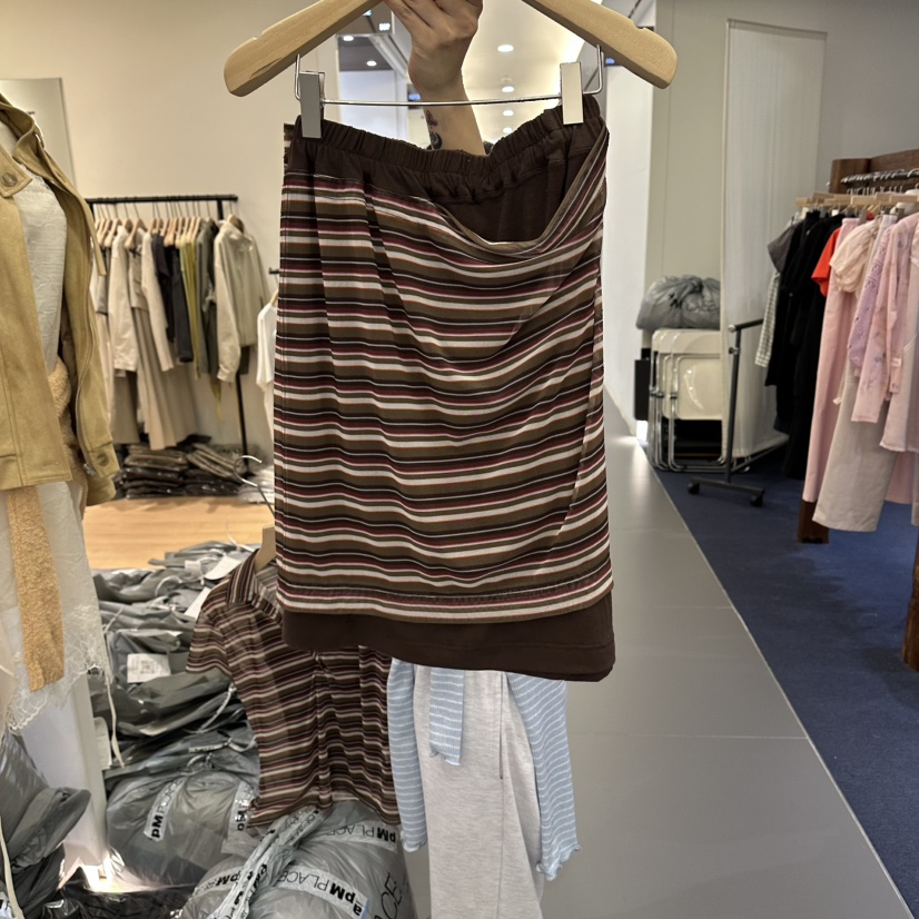 BERTHA韓國東大門代購女士新品人氣推薦半身裙中短裙條紋BERTHA半身裙/中短裙