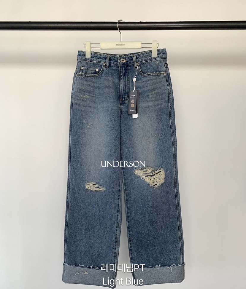 UNDERSON韓國代購女士新品時尚職業人氣休閑26春夏牛仔褲UNDERSON牛仔褲圖色1
