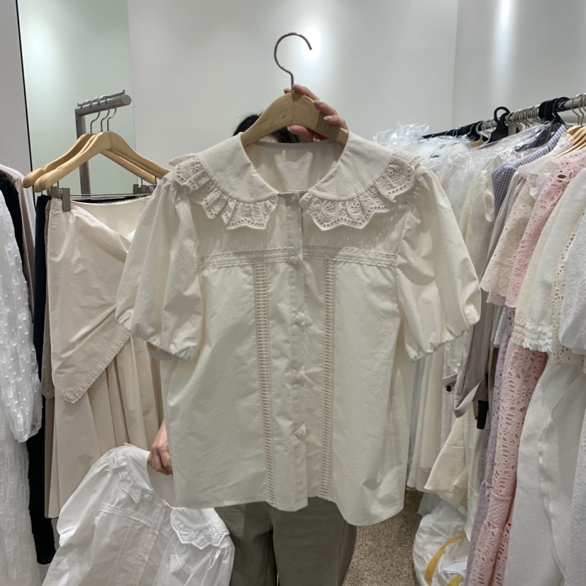 A韓國代購女士新品熱賣職業26春夏推薦時尚休閑襯衫蕾絲衫A STORE襯衫/蕾絲衫圖色2