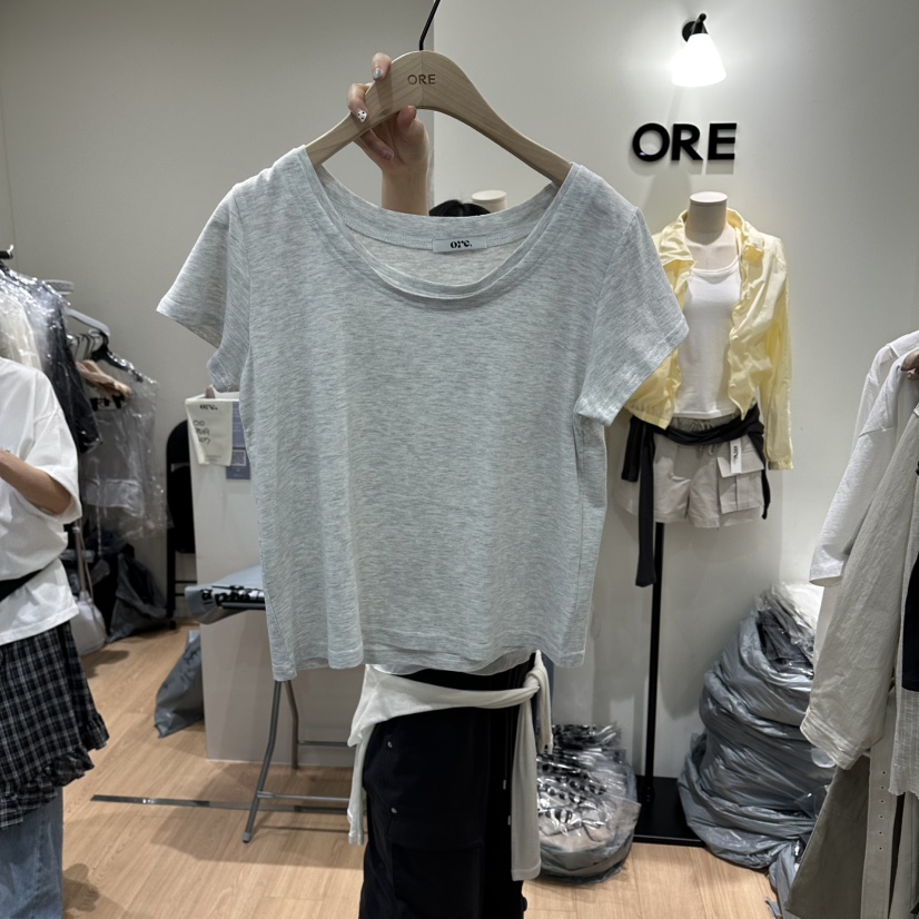 ORE-P韓國代購女士新品職業休閑26春夏時尚推薦人氣熱賣T恤ORET恤圖色1灰色