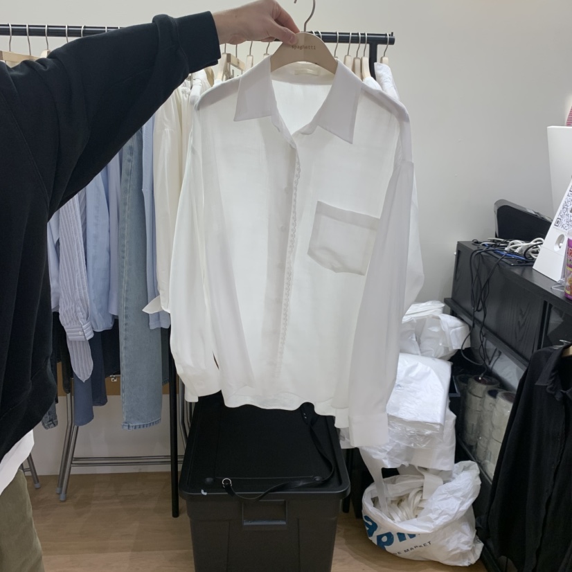 SPAGHETTI韓國東大門直郵女裝新品人氣時尚襯衫蕾絲衫蕾絲spaghetti襯衫/蕾絲衫圖色1