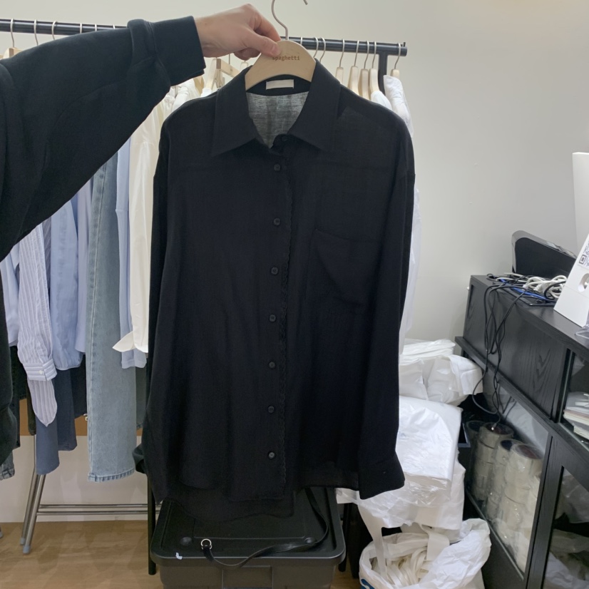 SPAGHETTI韓國東大門直郵女裝新品人氣時尚襯衫蕾絲衫蕾絲spaghetti襯衫/蕾絲衫圖色2