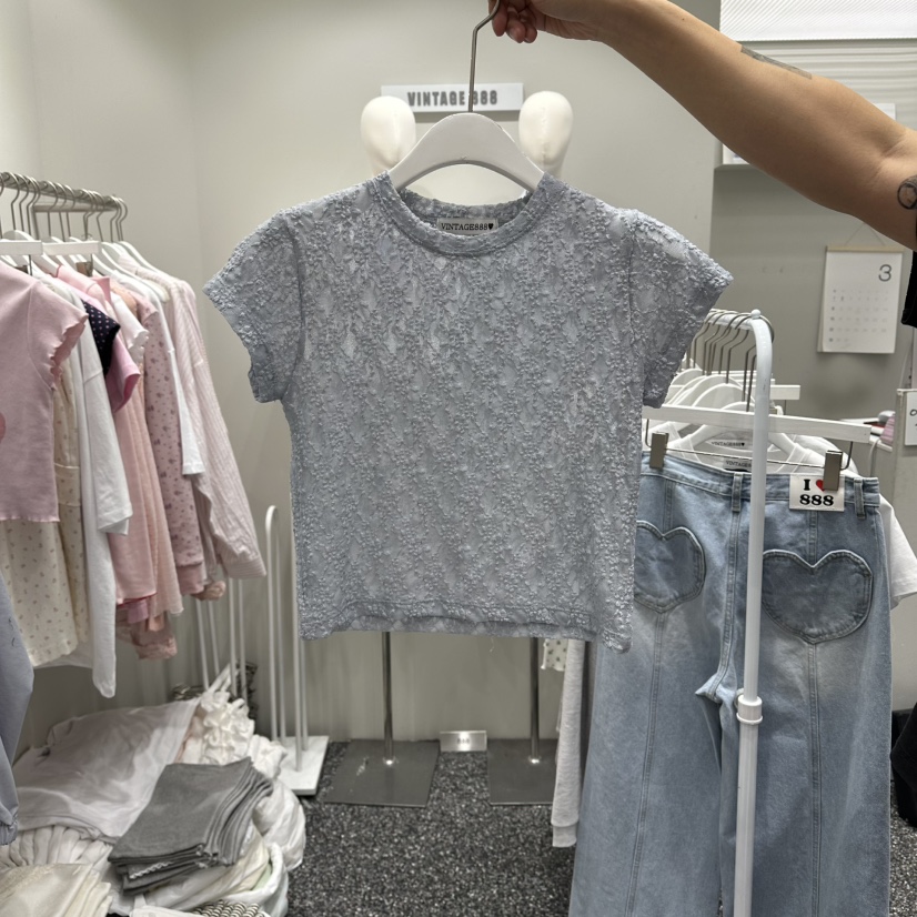 VINTAGE 888韓國直郵實拍女裝新品職業熱賣休閑T恤修身蕾絲VINTAGE888/TRIPLE EIGHTT恤圖色1