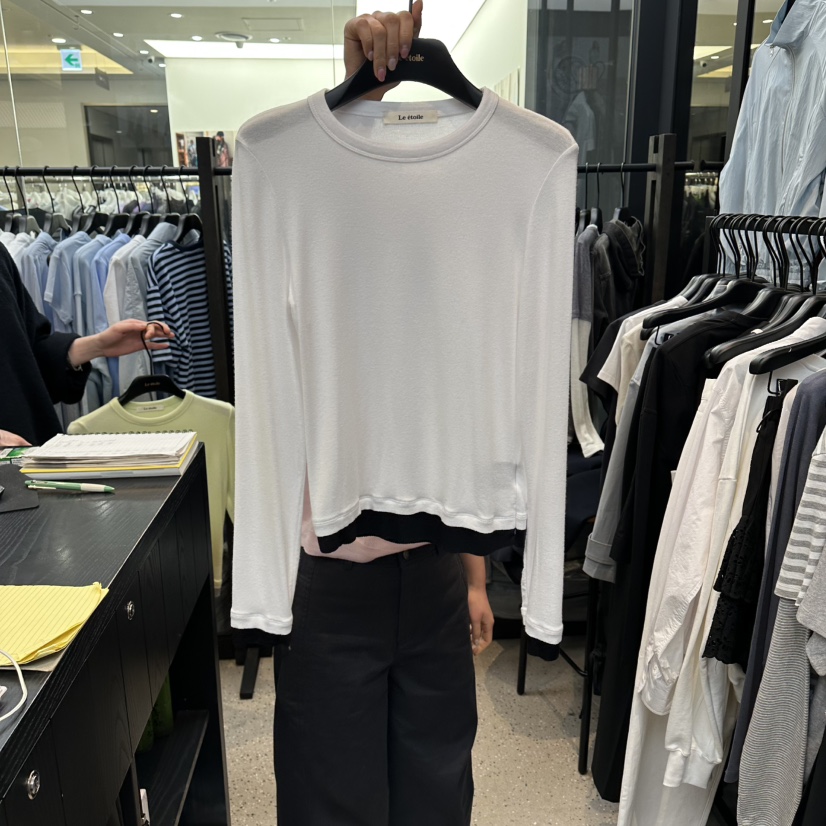 LE ETOILE韓國代購女士新款推薦熱賣時尚人氣長袖T恤羅紋Le etoile長袖T恤圖色1