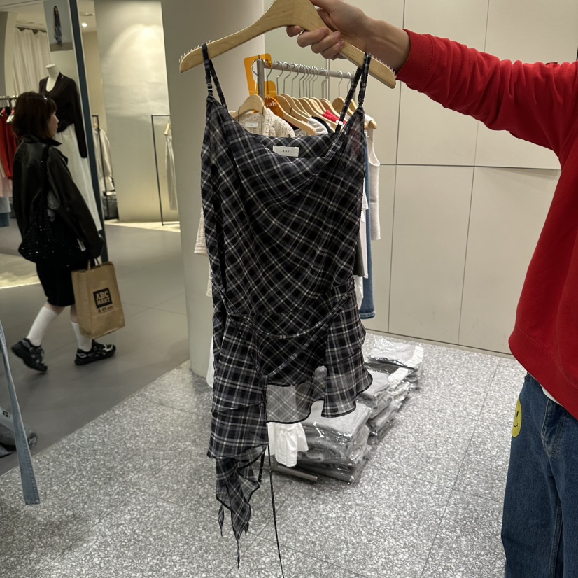 SOF韓國直郵女士新品休閑人氣26春夏連衣裙不含飾品格子雪紡SOF連衣裙圖色3