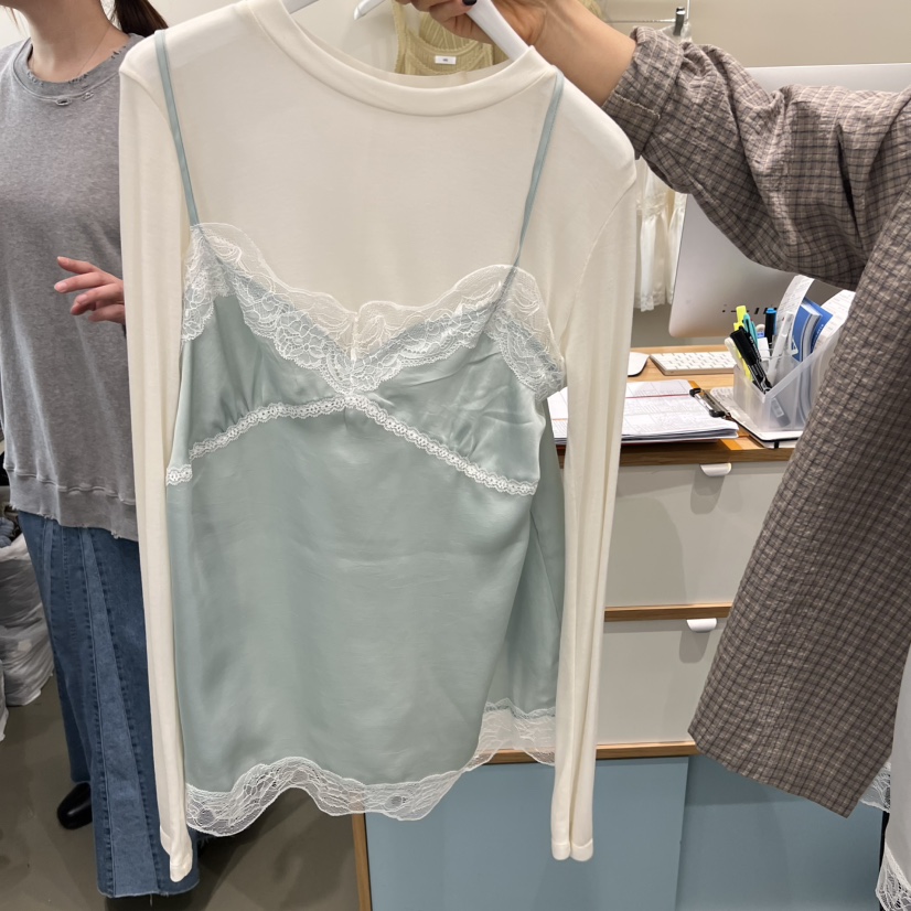 ARE韓國代購女士新款26春夏推薦職業吊帶背心不含內搭蕾絲ARE YOU/ARE吊帶/背心圖色2