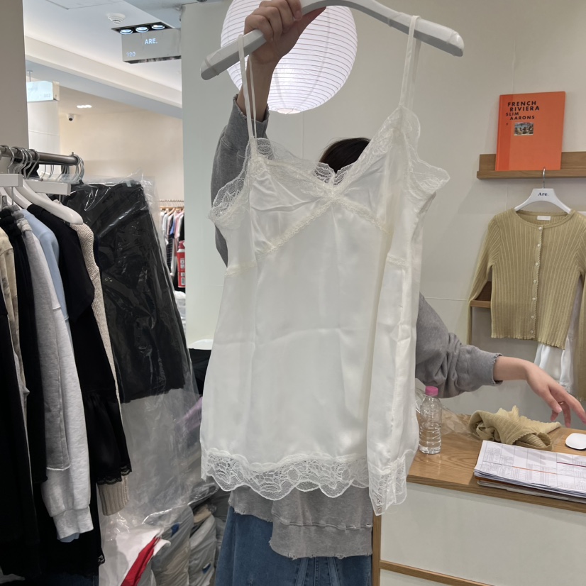 ARE韓國代購女士新款26春夏推薦職業吊帶背心不含內搭蕾絲ARE YOU/ARE吊帶/背心圖色3