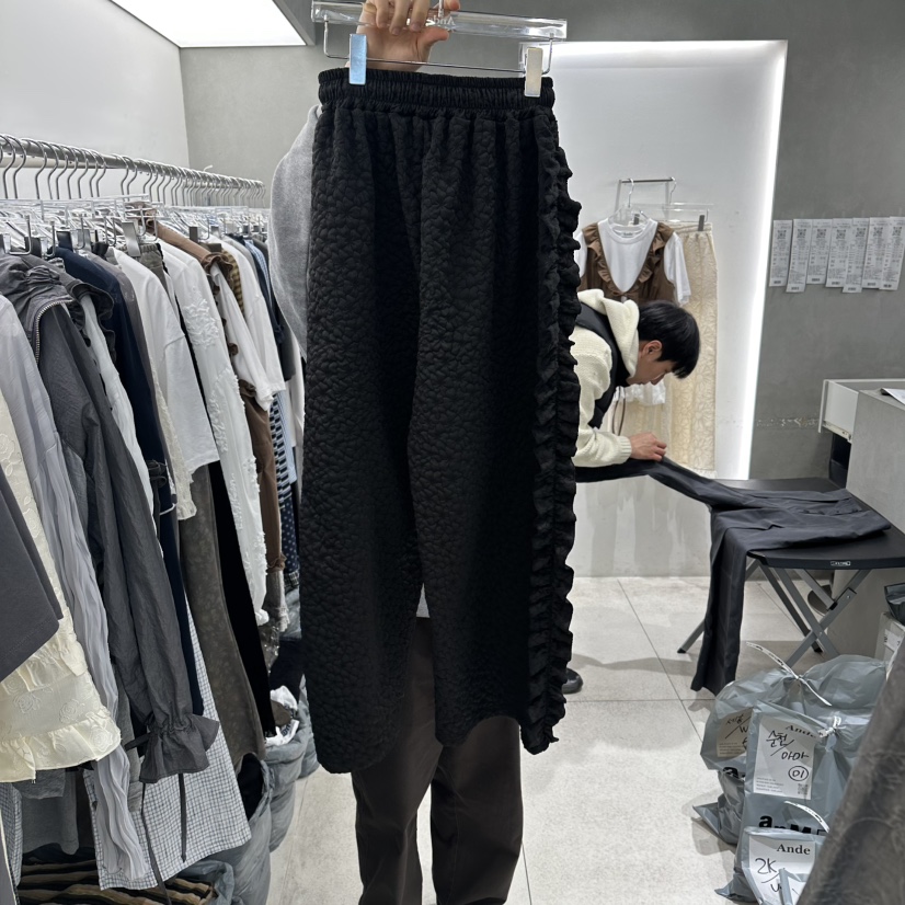 ANDE韓國代購女裝新款26春夏人氣休閑熱賣時尚休閑褲荷葉邊Ande休閑褲