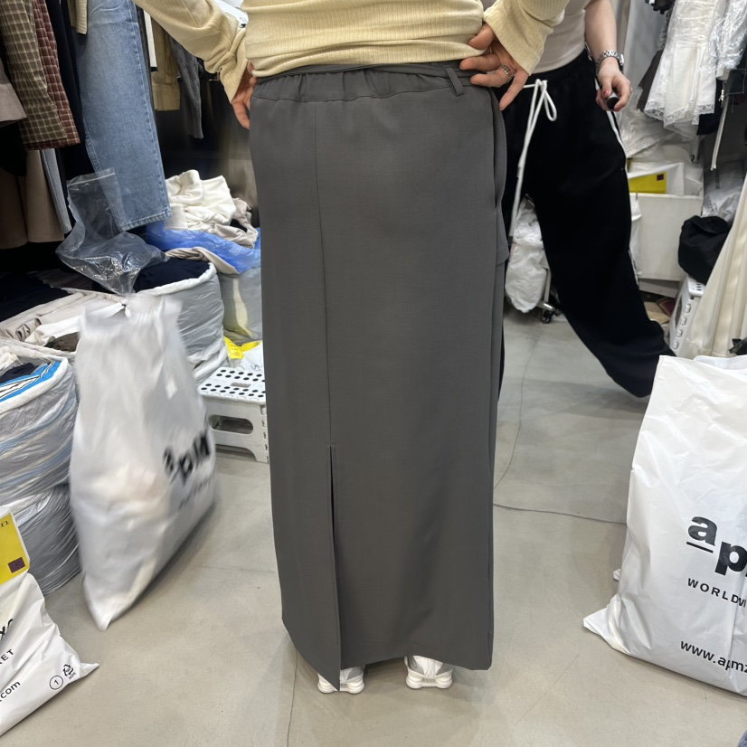 BILLION-L韓國東大門代購女裝新款職業休閑時尚長裙腰帶BILLION-L長裙