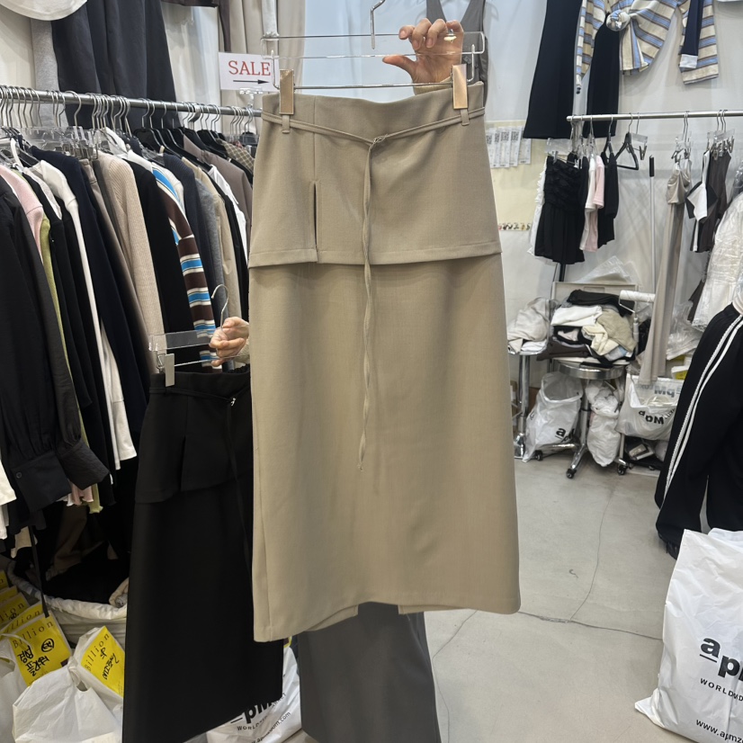 BILLION-L韓國東大門代購女裝新款職業休閑時尚長裙腰帶BILLION-L長裙圖色2