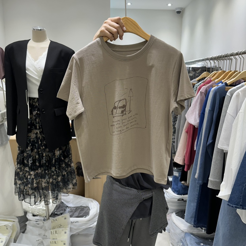 EN.U韓國東大門直郵女士新品26春夏時尚熱賣T恤不含配飾EN.UT恤圖色2