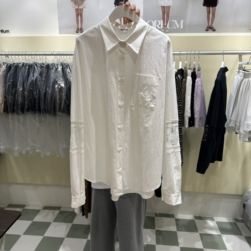 OREUM韓國直郵實拍女裝新品時尚職業休閑人氣26春夏襯衫蕾絲衫OREUM襯衫/蕾絲衫圖色1