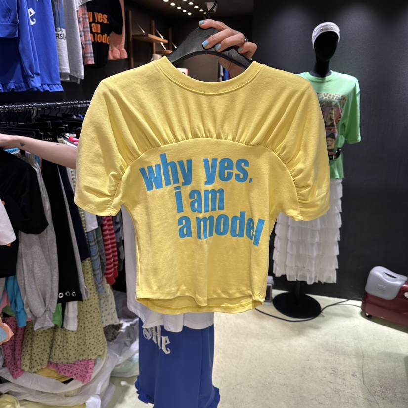 CHAVI韓國東大門代購女士新品26春夏人氣時尚推薦T恤褶皺CHAVIT恤圖色3