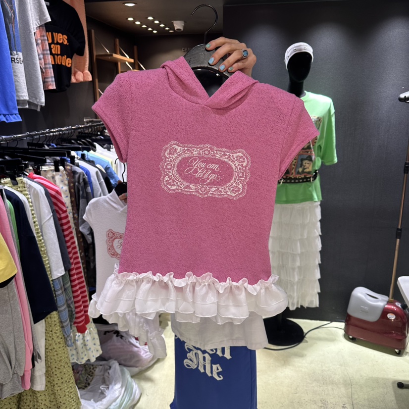 CHAVI東大門直郵女士新款人氣職業時尚熱賣26春夏T恤蕾絲CHAVIT恤圖色2