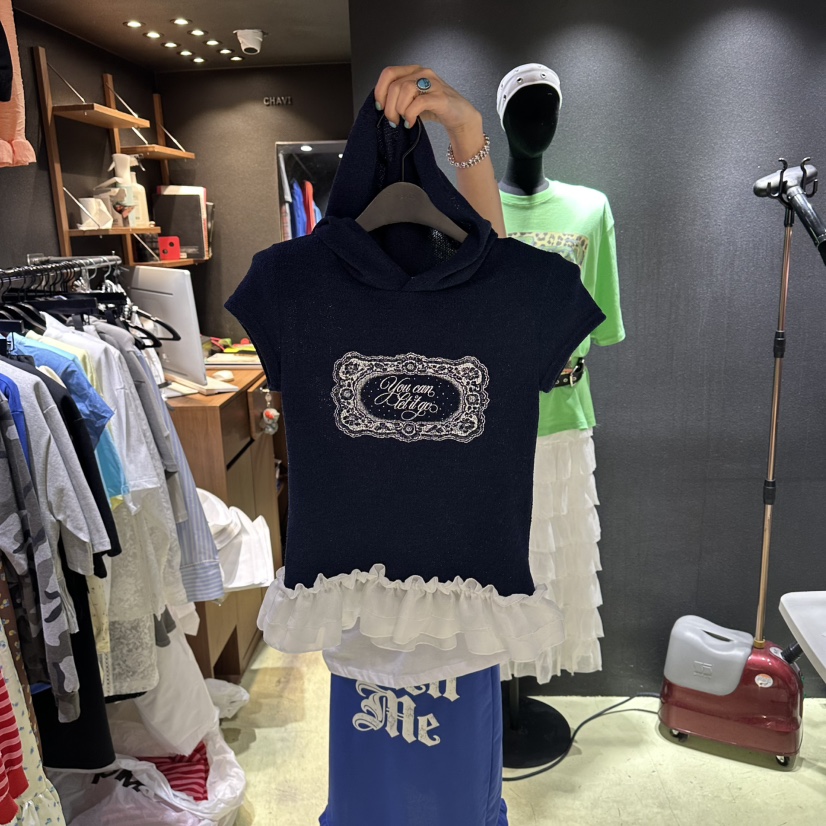 CHAVI東大門直郵女士新款人氣職業時尚熱賣26春夏T恤蕾絲CHAVIT恤圖色5