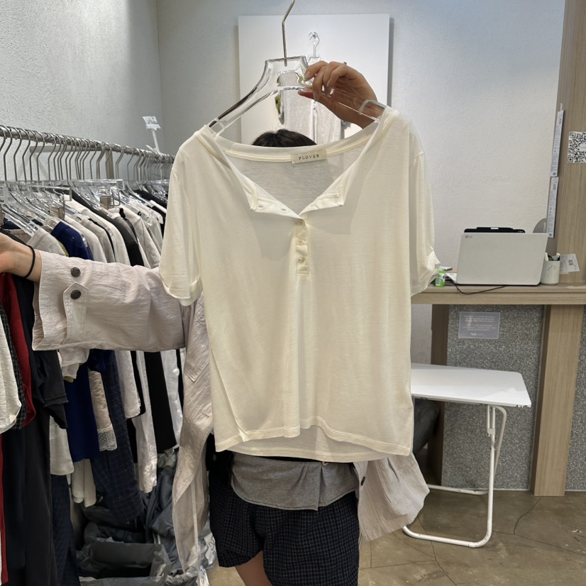 PLOVER韓國直郵女裝新品人氣熱賣休閑推薦26春夏職業時尚T恤PLO_VERT恤圖色1