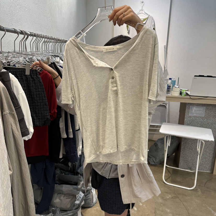 PLOVER韓國直郵女裝新品人氣熱賣休閑推薦26春夏職業時尚T恤PLO_VERT恤圖色2