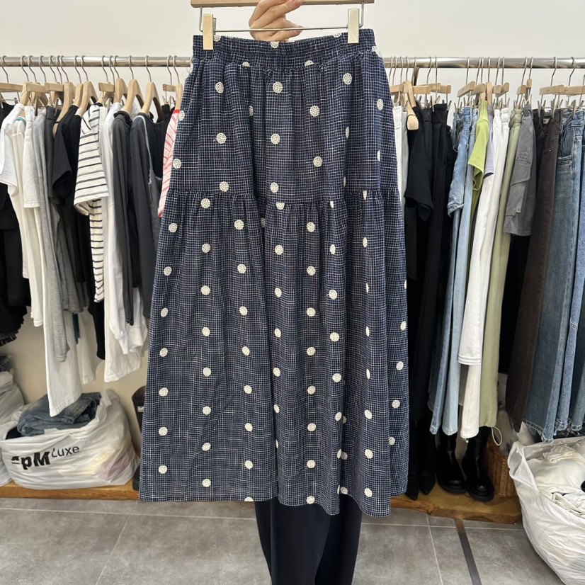 DELIGHT-L韓國直郵實拍女裝新款26春夏休閑長裙刺繡格子DELIGHT-L長裙