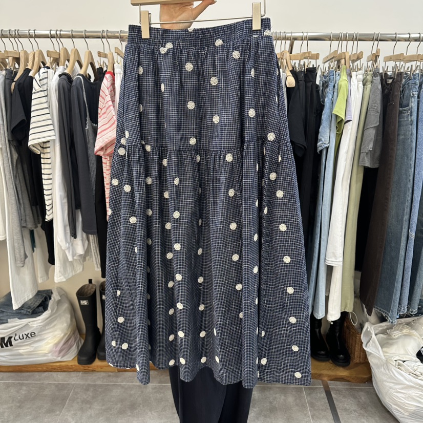 DELIGHT-L韓國直郵實拍女裝新款26春夏休閑長裙刺繡格子DELIGHT-L長裙圖色1