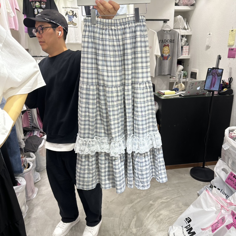 EVE韓國東大門直郵女裝新品職業熱賣人氣推薦時尚長裙格子EVE長裙