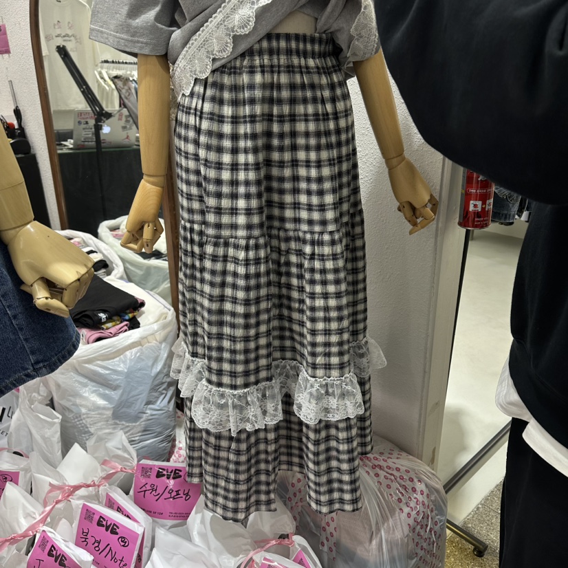 EVE韓國東大門直郵女裝新品職業熱賣人氣推薦時尚長裙格子EVE長裙圖色1