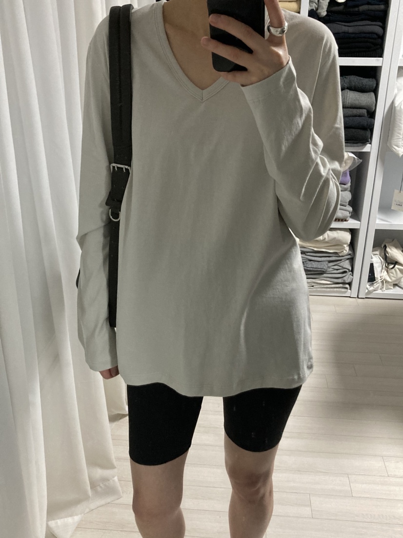 MYOS韓國東大門直郵女士新品休閑推薦長袖T恤不含內搭V領MYOS長袖T恤