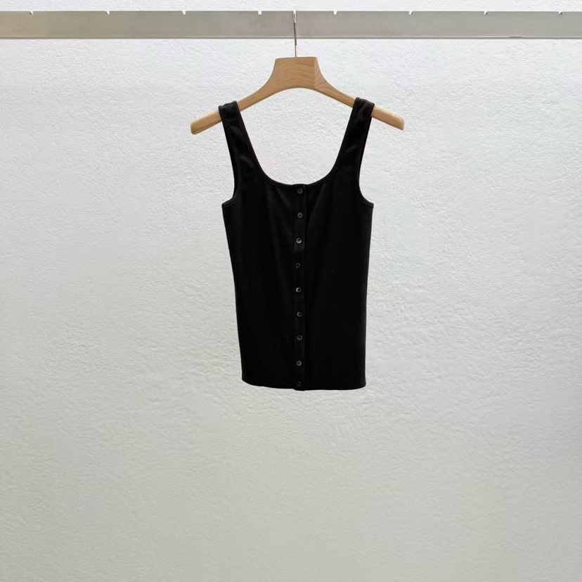 STATEMENT韓國直郵女裝新品推薦時尚職業人氣吊帶背心紐扣STATEMENT吊帶/背心圖色3墨色