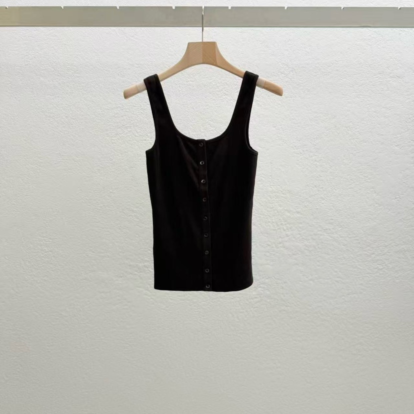 STATEMENT韓國直郵女裝新品推薦時尚職業人氣吊帶背心紐扣STATEMENT吊帶/背心圖色4棕色