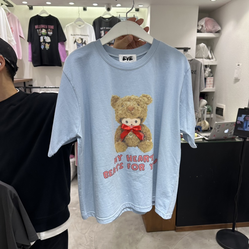 EVE韓國代購女裝新款26春夏休閑真品推薦人氣職業熱賣T恤EVET恤圖色2