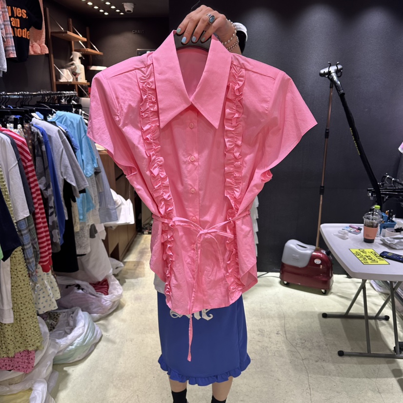 CHAVI東大門實拍女裝新品26春夏職業真品休閑襯衫蕾絲衫復古CHAVI襯衫/蕾絲衫圖色1