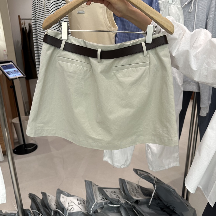 ANDMORE BUTTON韓國東大門代購女士新品時尚26春夏短裙含腰帶ANDMORE BUTTON短裙