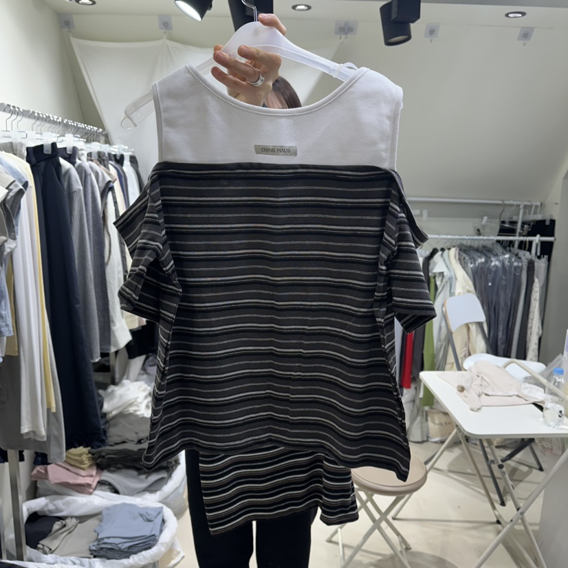 OWNS韓國東大門直郵女士新款時尚推薦熱賣休閑職業T恤假兩件OWNS HAUST恤