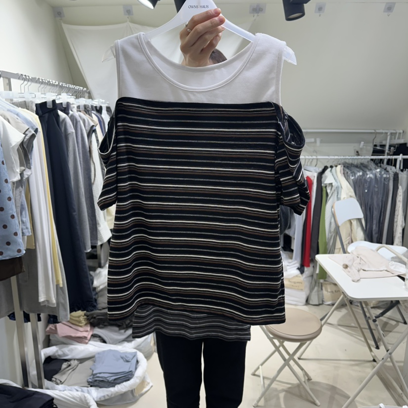 OWNS韓國東大門直郵女士新款時尚推薦熱賣休閑職業T恤假兩件OWNS HAUST恤圖色1