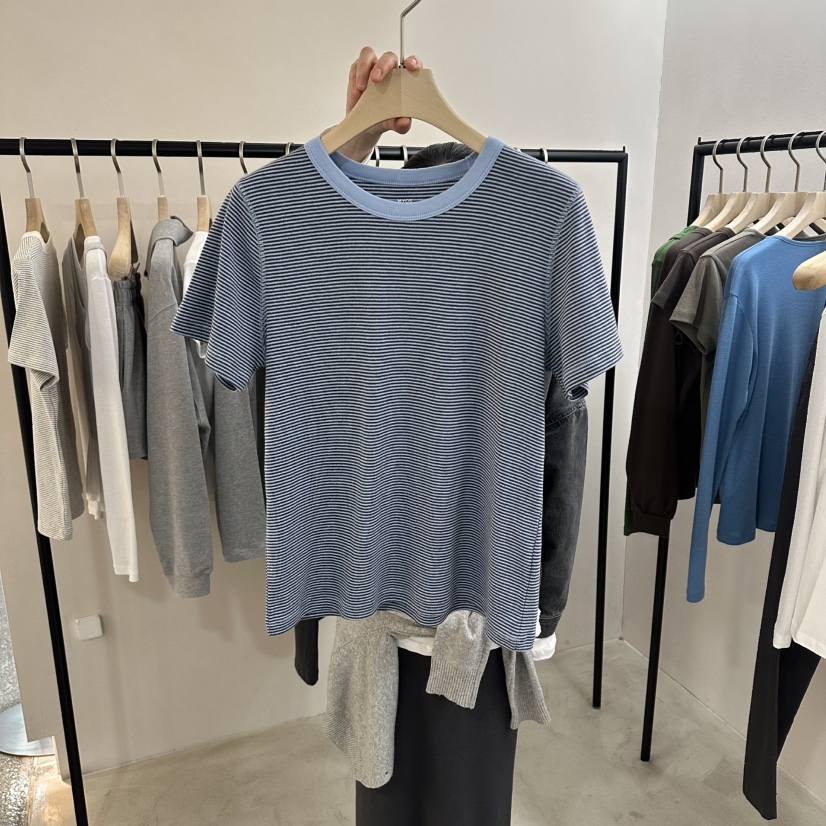 MYOS東大門代購女裝新款職業人氣26春夏休閑推薦熱賣T恤條紋MYOST恤圖色2